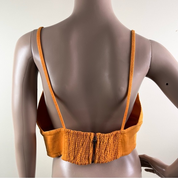 ALICE + OLIVIA ORANGE DENIM CROP TOP - Picture 6 of 6